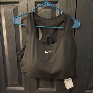 Nike Women's Black Sports Bra with White Swoosh